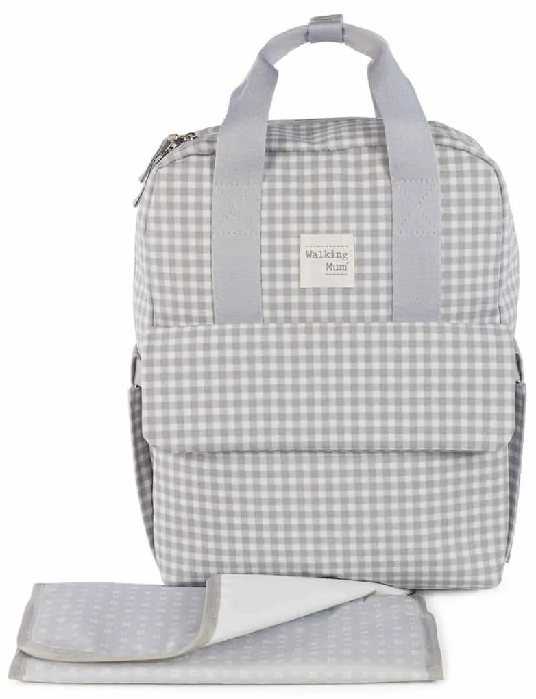 Τσάντα Αλλαξιέρα Backpack (28x12x37) Walking Mum I Love Vichy Grey