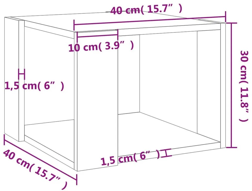 Τραπεζάκι Σαλονιού Γκρι Σκυρ. 40x40x30 εκ. Επεξεργασμένο Ξύλο - Γκρι