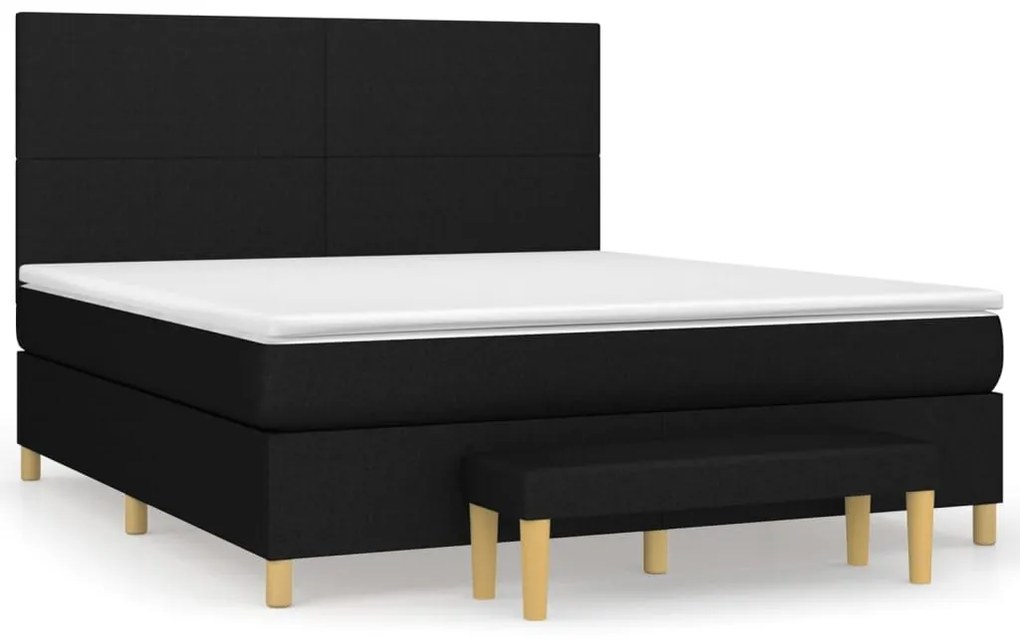 Κρεβάτι Boxspring με Στρώμα Μαύρο 180x200 εκ. Υφασμάτινο - Μαύρο