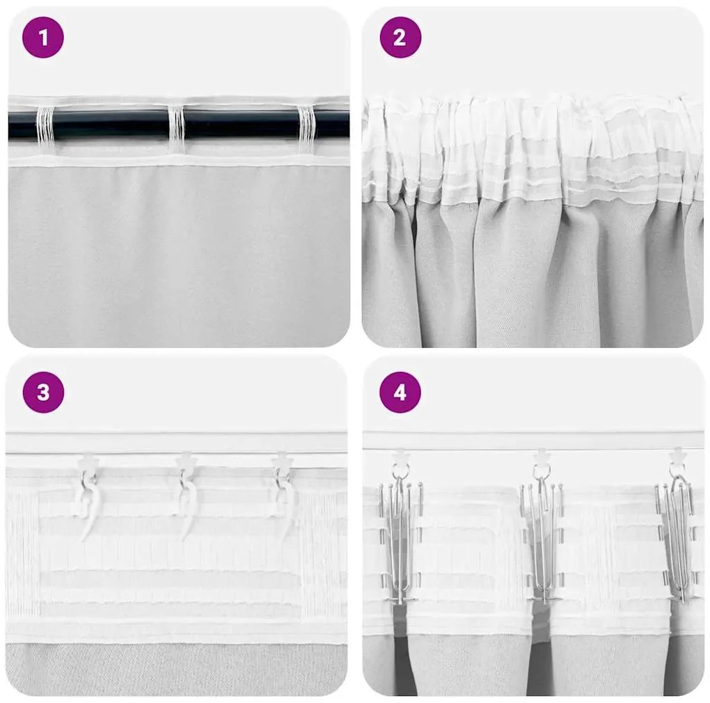 vidaXL Κουρτίνες με κουρτίνες 2 pcs Ανοιχτό γκρι Πολυεστέρας