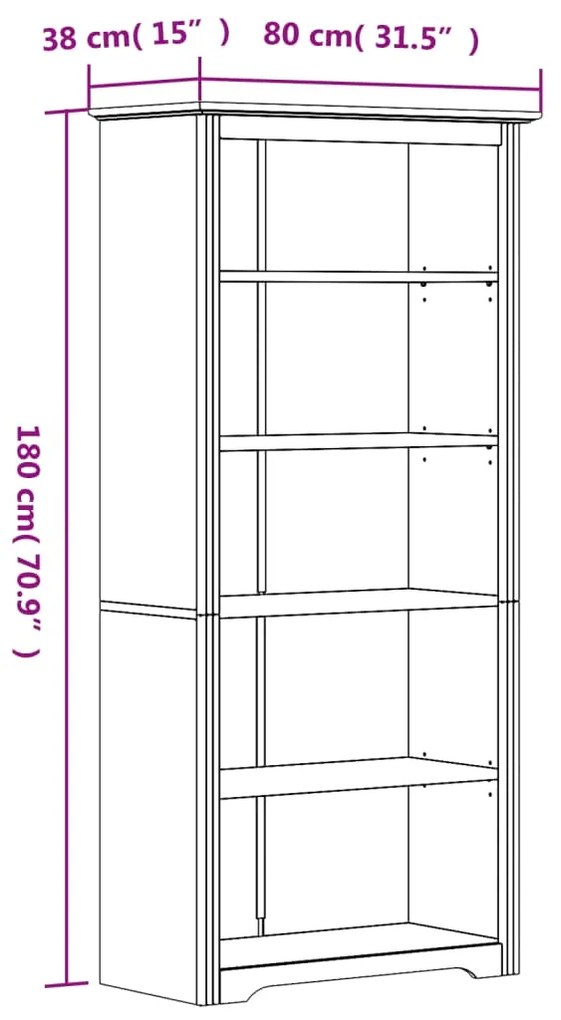 ΒΙΒΛΙΟΘΗΚΗ BODO 5 ΕΠ. ΓΚΡΙ 80X38X180 ΕΚ. ΑΠΟ ΜΑΣΙΦ ΞΥΛΟ ΠΕΥΚΟΥ 355082