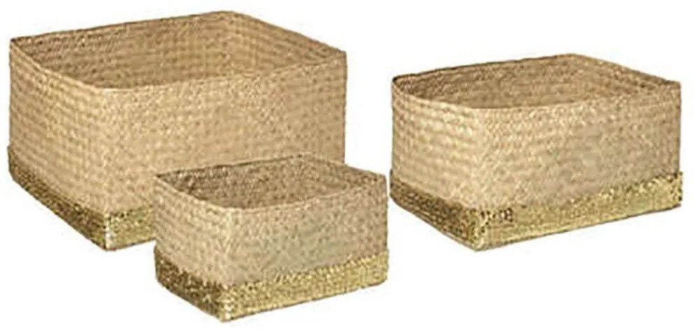 Καλάθι Bamboo (Σετ 3Τμχ) 07.178796 28x21x14/37x25x18/40x31x20cm Beige-Gold Bamboo