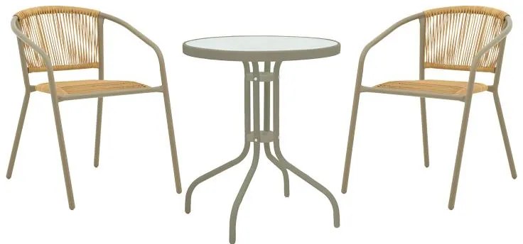 Σετ κήπου Τραπεζαρία Watson-Lindaria σετ 3τεμ μέταλλο σαμπανιζέ-γυαλί Φ60x70 εκ. 60x60x70 εκ.