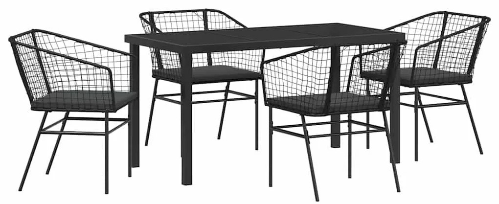 vidaXL Σέτ φαγητού για κήπο 5 pcs Μαύρο συνθετικό ρατάν
