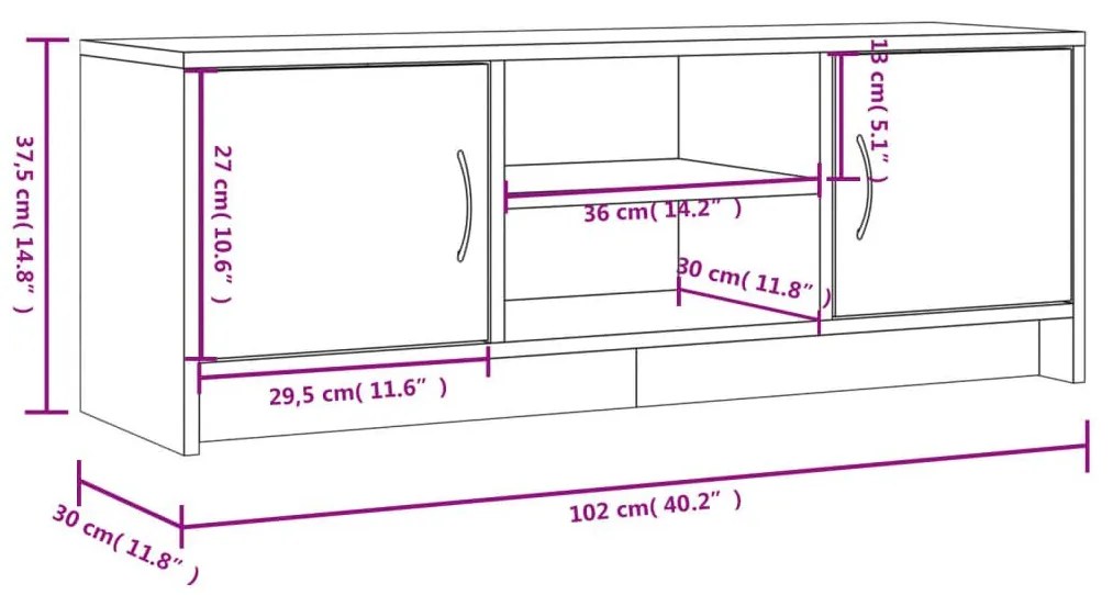 Έπιπλο Τηλεόρασης Γκρι Σκυρ. 102x30x37,5 εκ. Επεξ. Ξύλο - Γκρι