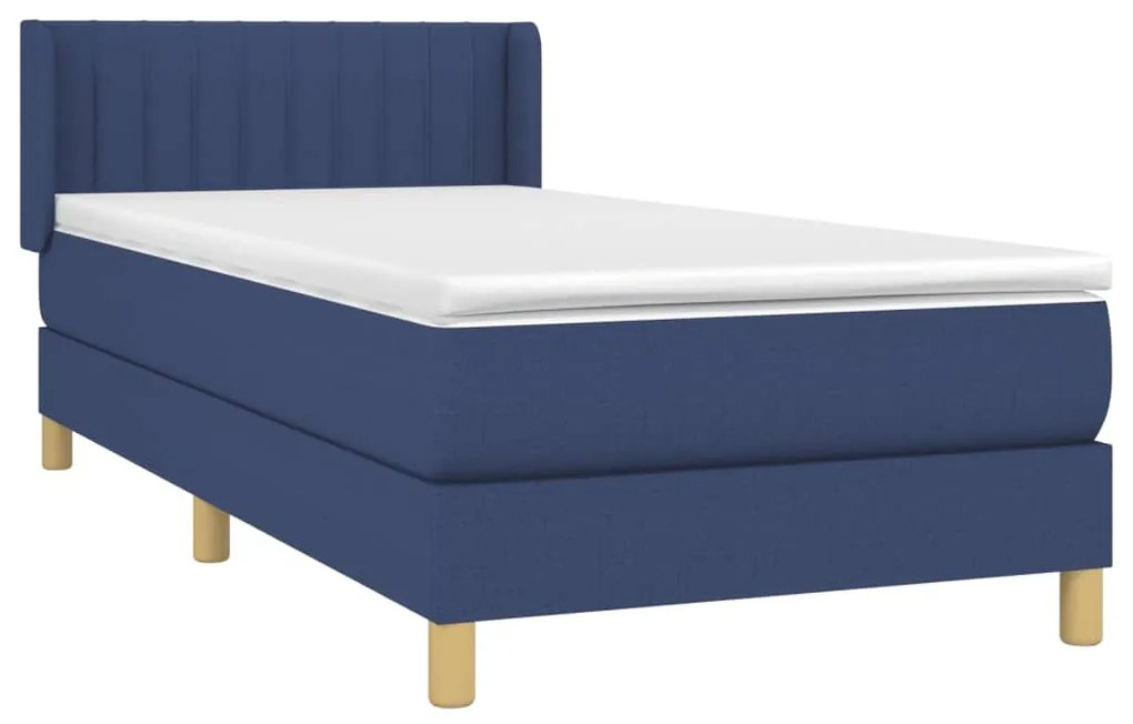 vidaXL Κρεβάτι Boxspring με Στρώμα Μπλε 90x200 εκ.Υφασμάτινο