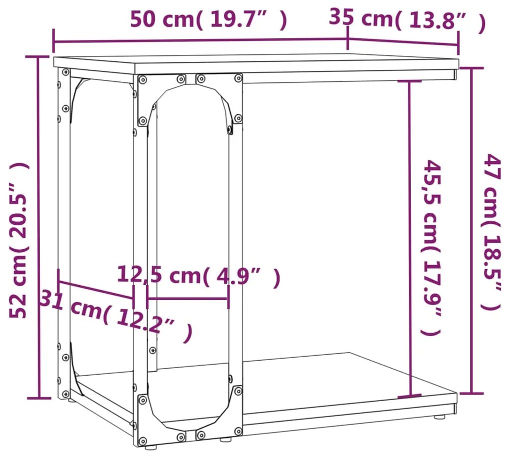 Βοηθητικό Τραπέζι Καφέ Δρυς 50 x 35 x 52 εκ. Επεξεργασμένο Ξύλο - Καφέ