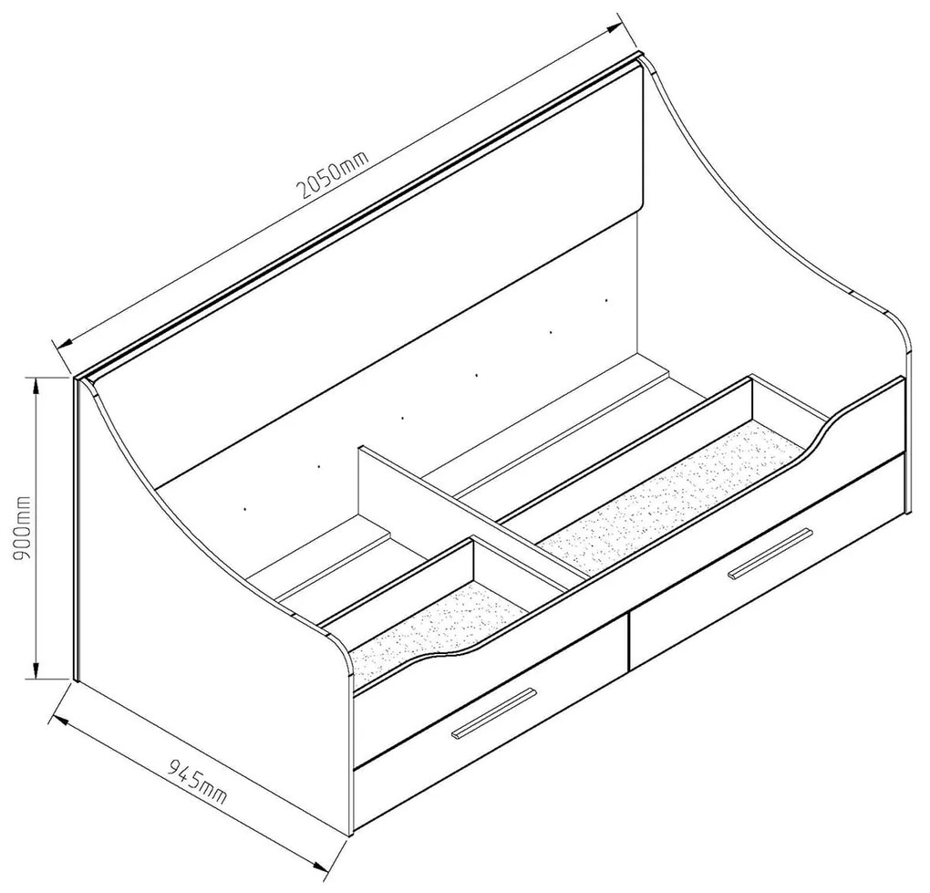 Παιδικό Κρεβάτι PIXIE γιά Στρώμα 200x90 cm Φυσικό-Λευκό