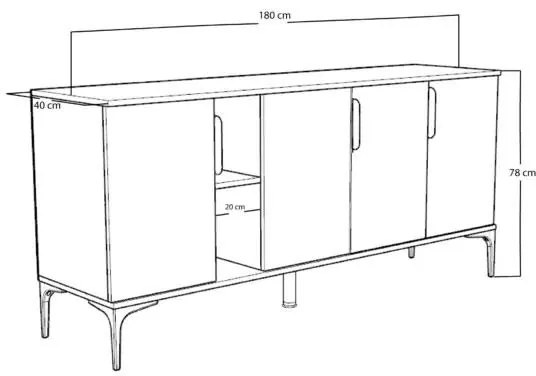 Μπουφές Tajesy μελαμίνης oak 180x40x78εκ 180x40x78 εκ.