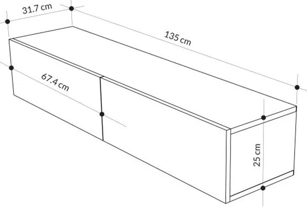 Έπιπλο τηλεόρασης επιτοίχιο Francy Megapap χρώμα ash green 135x31,7x25εκ.