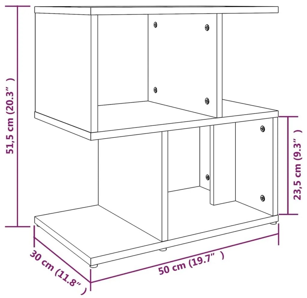 Κομοδίνα 2 Τεμ. Καπνιστή Δρυς 50x30x51,5 εκ. από Επεξεργ. Ξύλο - Καφέ