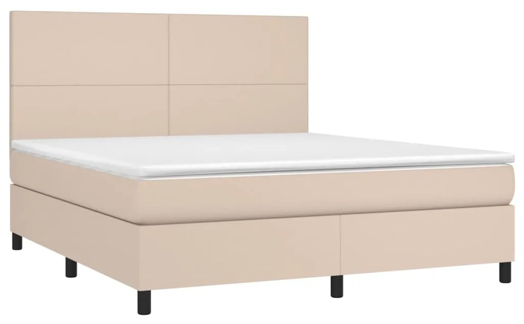 vidaXL Κρεβάτι Boxspring με Στρώμα Καπουτσίνο 180x200 εκ. Συνθ. Δέρμα