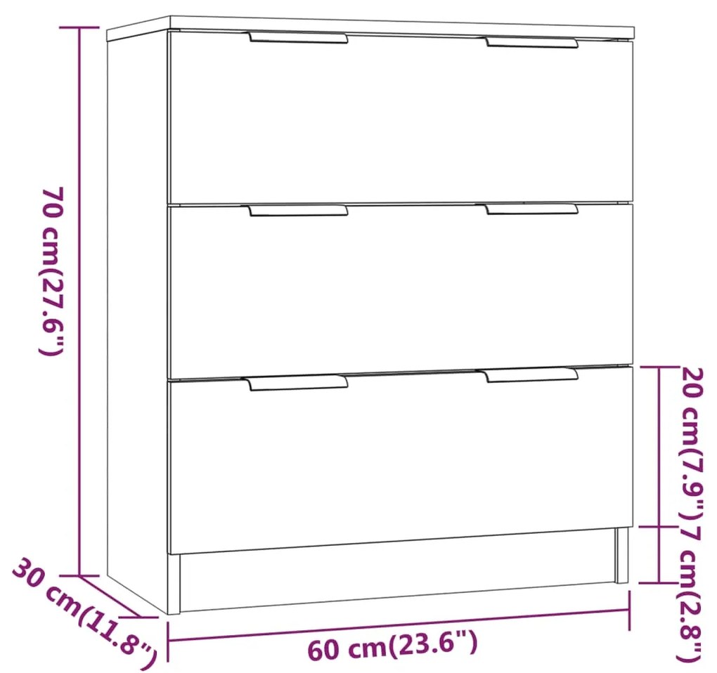 Ντουλάπι Γκρι Sonoma 60 x 30 x 70 εκ. από Επεξεργασμένο Ξύλο - Γκρι