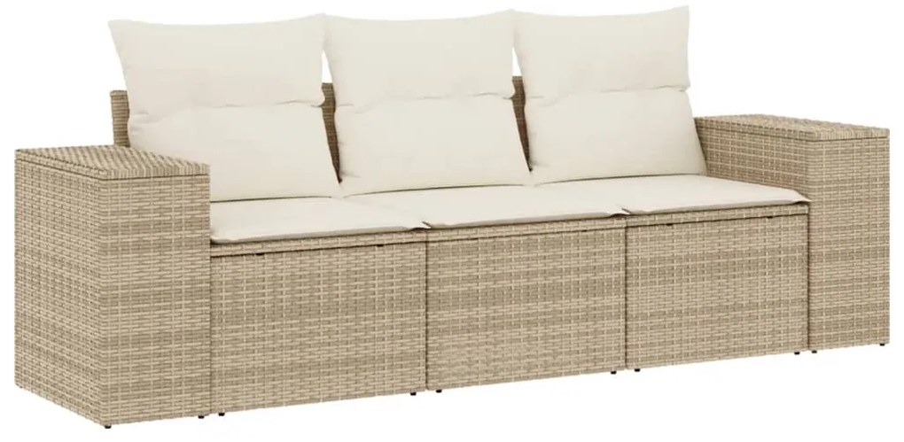 vidaXL Σετ Καναπές Κήπου 3 τεμ. Μπεζ Συνθετικό Ρατάν με Μαξιλάρια