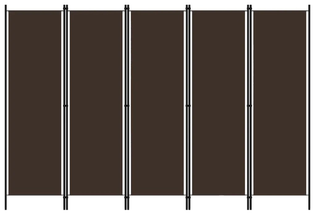 vidaXL Διαχωριστικό Δωματίου με 5 Πάνελ Καφέ 250 x 180 εκ.