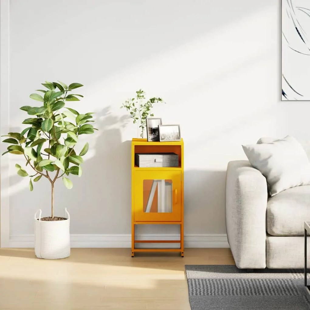 Κομοδίνο ντουλάπι μουστάρδας κίτρινο 36x39x78 cm - Κίτρινο
