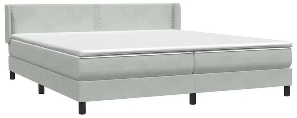 Κρεβάτι Boxspring με Στρώμα Ανοιχτό Γκρι 180x210 εκ. Βελούδινο - Γκρι