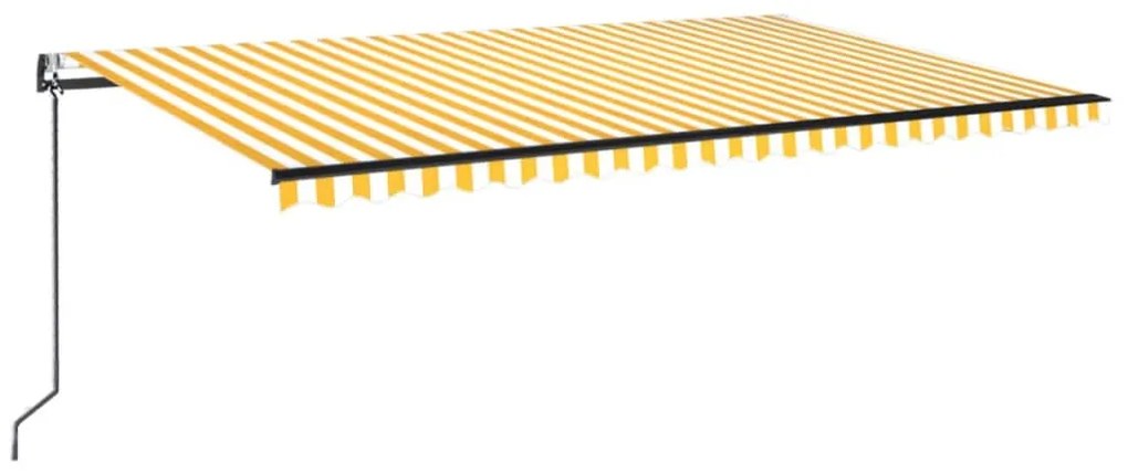vidaXL Τέντα Αυτόματη με LED &amp; Αισθ. Ανέμου Κίτρινο/Λευκό 500x350 εκ.