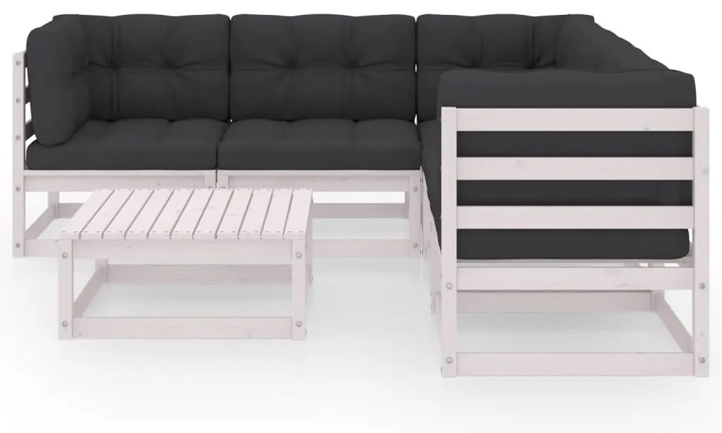 vidaXL Σαλόνι Κήπου Σετ 6 Τεμαχίων από Μασίφ Ξύλο Πεύκου &amp; Μαξιλάρια