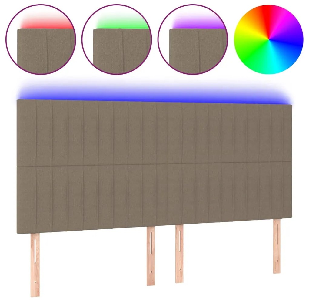 vidaXL Κεφαλάρι Κρεβατιού LED Taupe 180x5x118/128 εκ. Υφασμάτινο