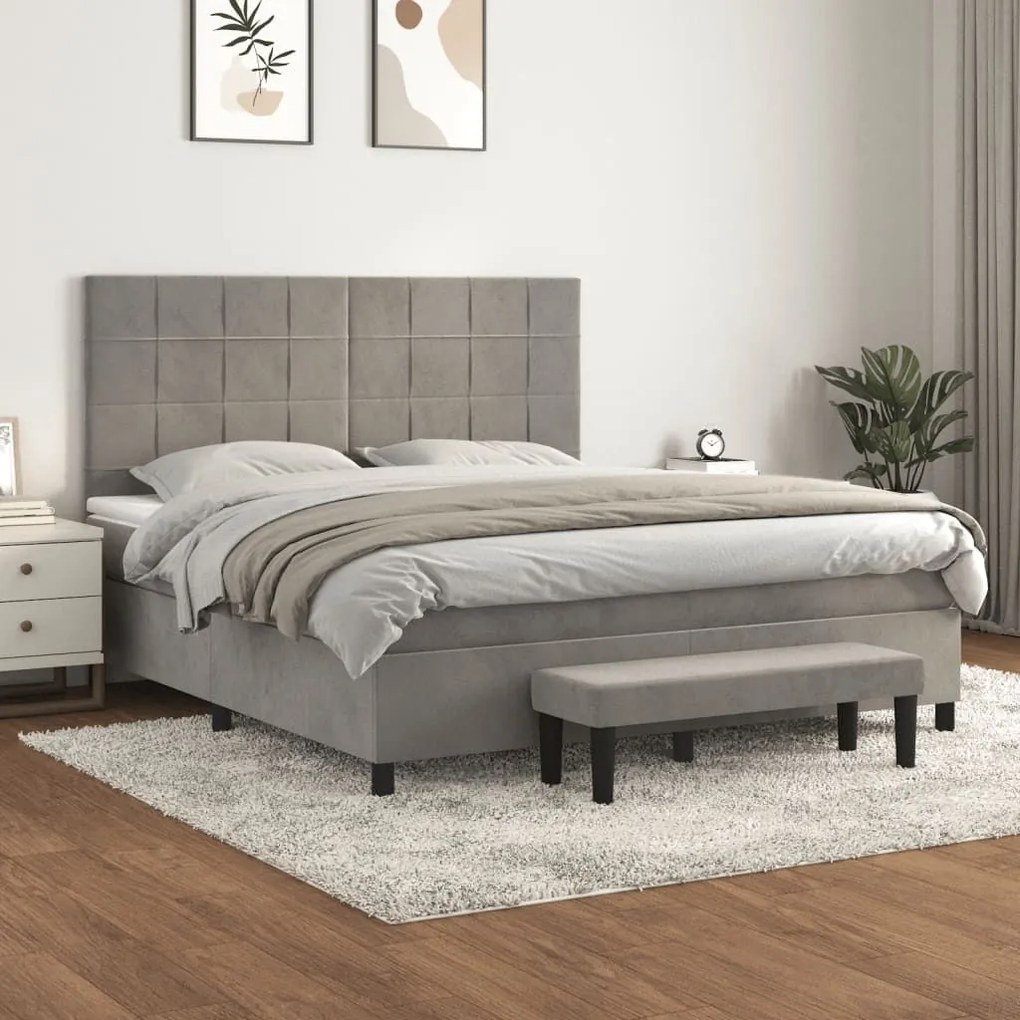 ΚΡΕΒΑΤΙ BOXSPRING ΜΕ ΣΤΡΩΜΑ ΑΝΟΙΧΤΟ ΓΚΡΙ 160X200 ΕΚ. ΒΕΛΟΥΔΙΝΟ 3137851