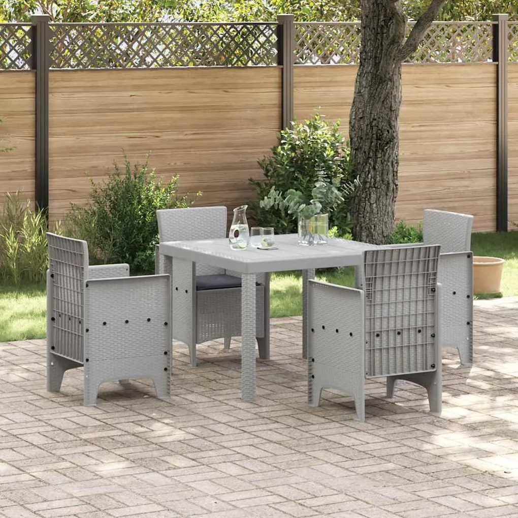 vidaXL Σετ Τραπεζαρίας Κήπου 5 pcs Ανοιχτό γκρι Ρατάν πολυαιθυλενίου