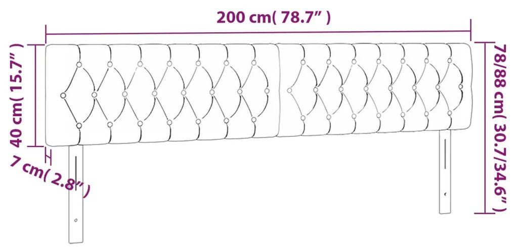 Κεφαλάρι Κρεβατιού LED Κρεμ 200x7x78/88 εκ. Υφασμάτινο 3121975