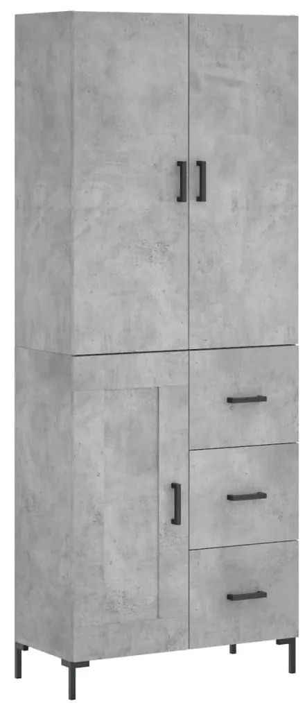 vidaXL Ντουλάπι Γκρι Σκυροδέματος 69,5x34x180 εκ. Επεξεργασμένο Ξύλο