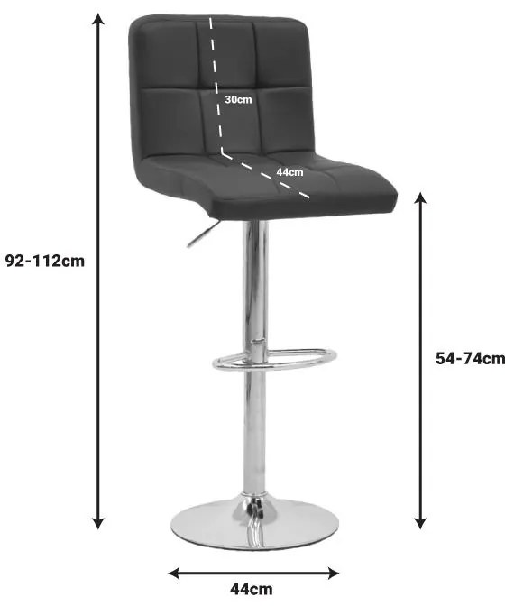 Σκαμπό μπαρ Remina πτυσσόμενο μαύρο pu-βάση χρωμίου 44x44x112εκ 2αδα 44x44x112 εκ.