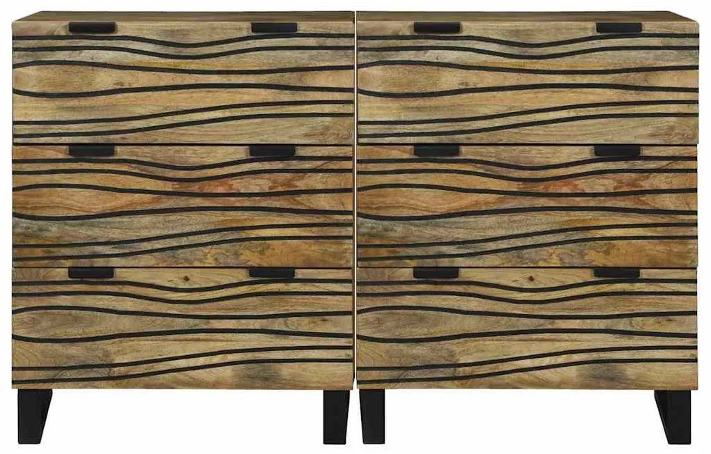 vidaXL Σετ Μπουφέδων με συρτάρι 2 pcs Φυσικό 60 x 33,5 x 75 εκ.