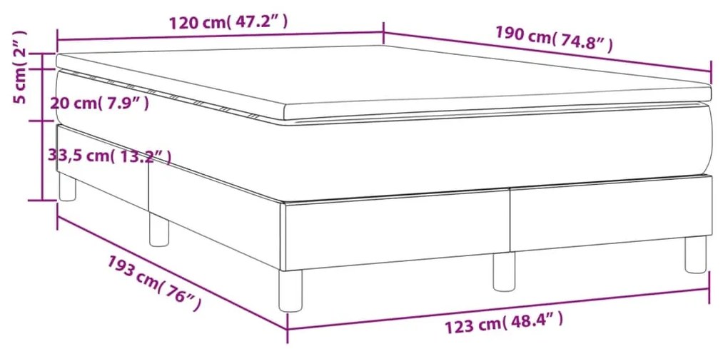 Κρεβάτι Boxspring με Στρώμα Taupe 120x190 εκ. Υφασμάτινο - Μπεζ-Γκρι