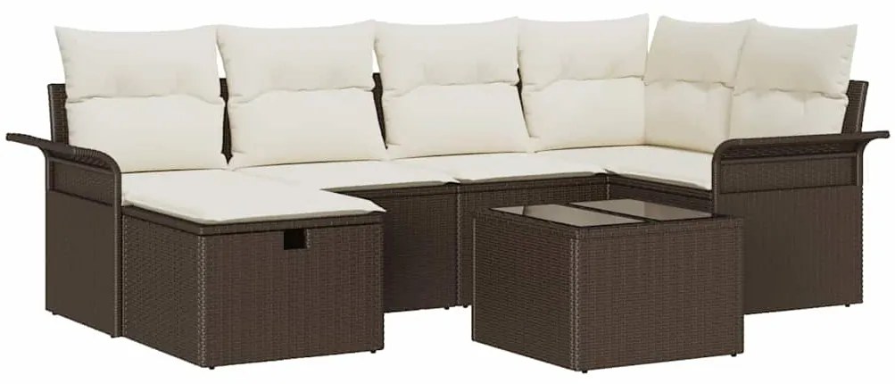 vidaXL Σετ Καναπέ Κήπου 7 pcs Καφέ και κρεμ 242.5 x 132.5 x 85 εκ.