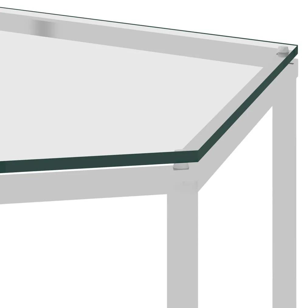 Τραπέζι Σαλονιού Ασημί 60x53x50 εκ. Ανοξείδωτο Ατσάλι και Γυαλί - Ασήμι