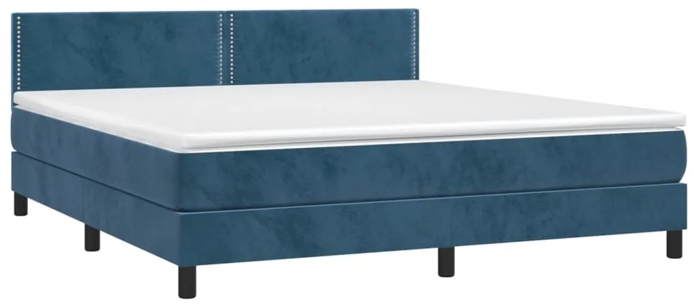 Κρεβάτι Boxspring με Στρώμα Σκούρο Μπλε 180x200 εκ. Βελούδινο - Μπλε