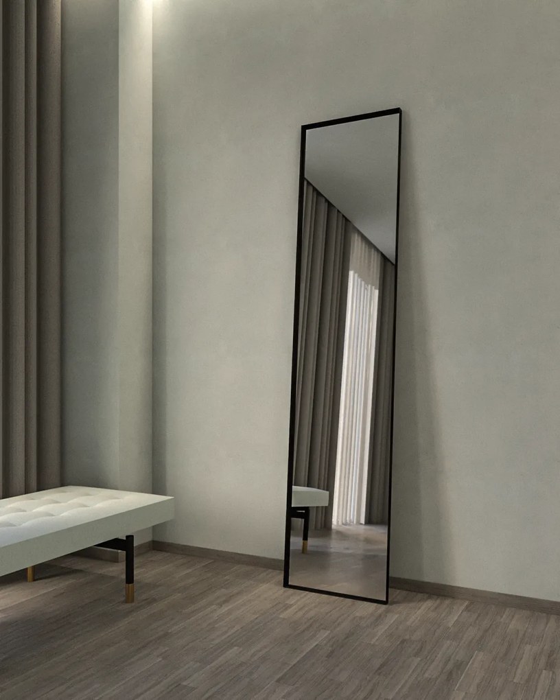 Καθρέπτης Δαπέδου Iron Floor Square 45x200,λάμα χάλυβα 3εκ. Χρώμα Λάμας: Μαύρο, Φωτισμός: LED χωρίς διακόπτη αφής
