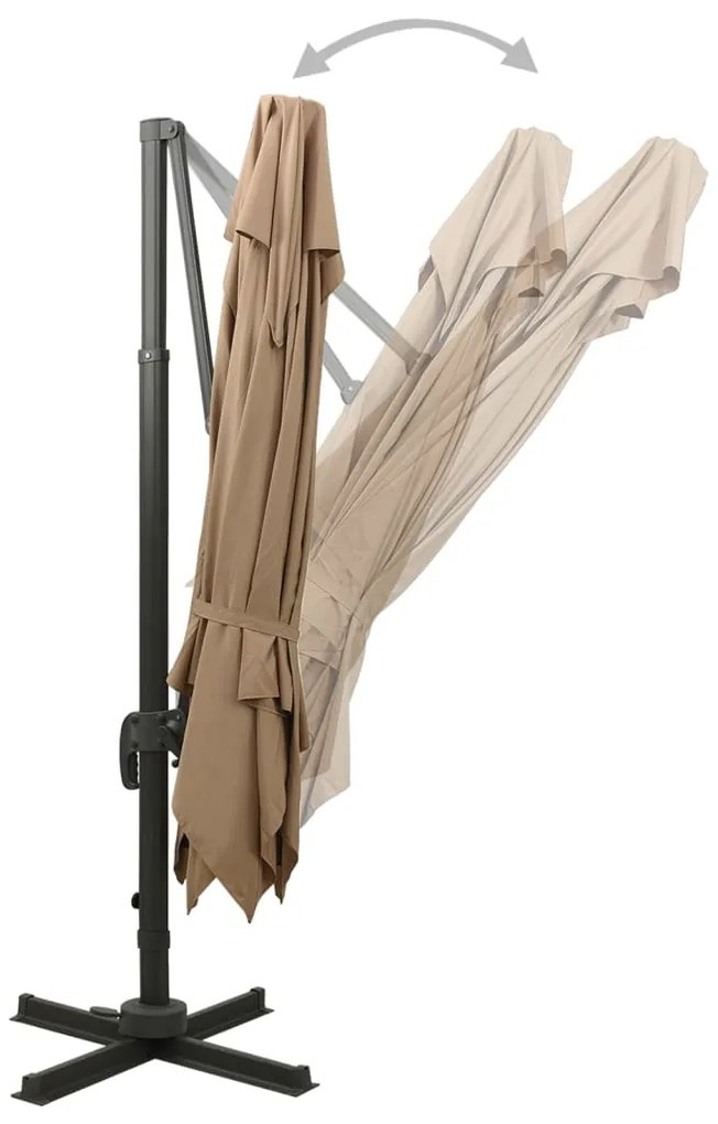 vidaXL Ομπρέλα Κρεμαστή με Διπλή Οροφή Taupe 300 x 300 εκ.