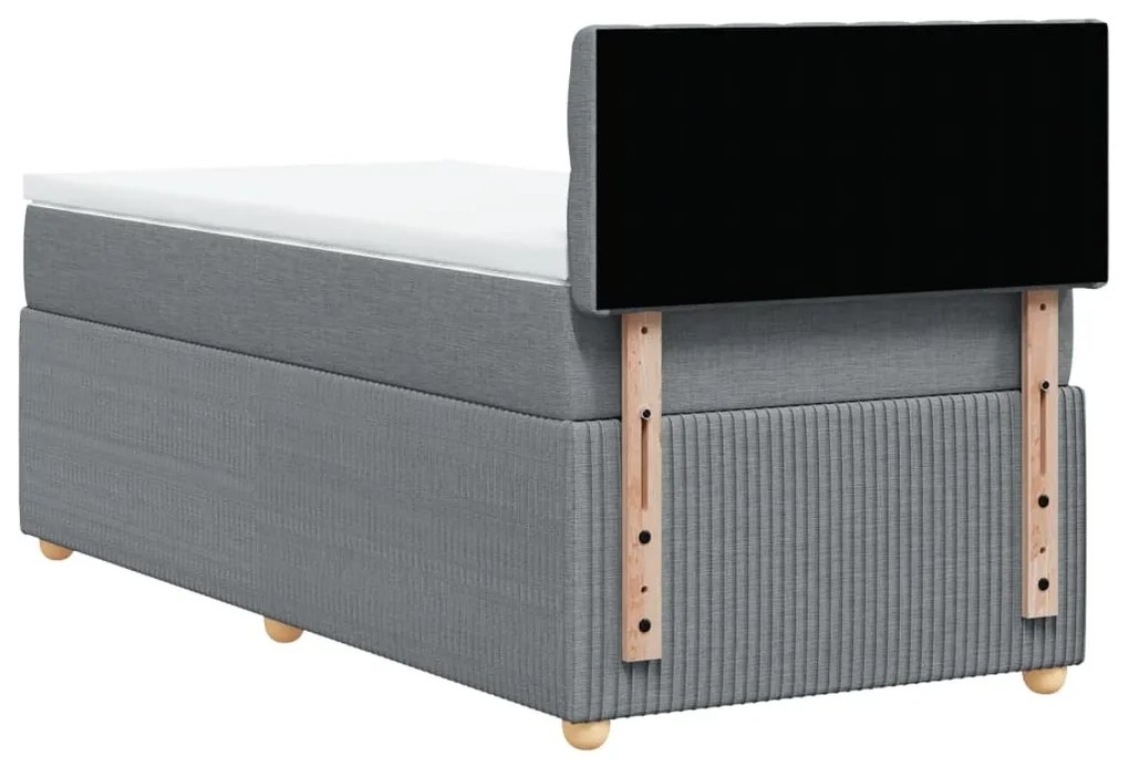vidaXL Κρεβάτι Boxspring με Στρώμα Ανοιχτό Γκρι 100x200 εκ. Υφασμάτινο