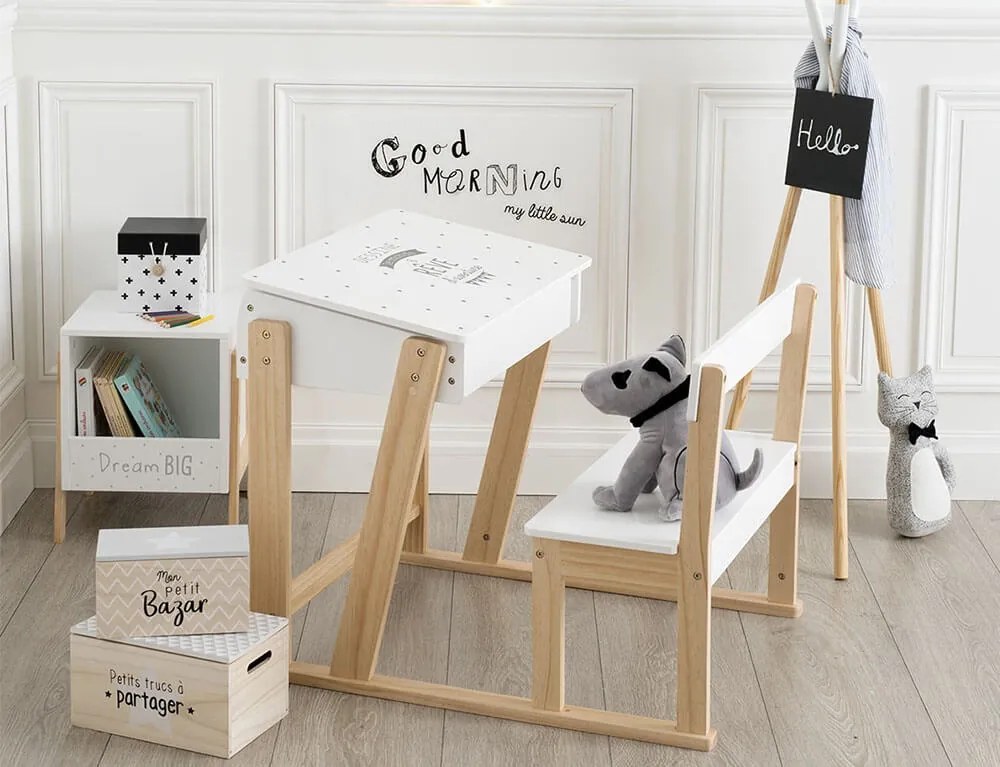 Παιδικό Γραφείο Atmosphera με καρεκλάκι, αποθηκευτικό χώρο και διαστάσεις 64x79x58cm