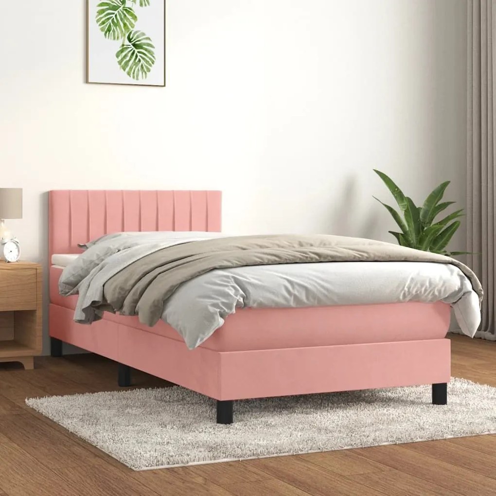 ΚΡΕΒΑΤΙ BOXSPRING ΜΕ ΣΤΡΩΜΑ ΡΟΖ 90X200 ΕΚ. ΒΕΛΟΥΔΙΝΟ 3141406