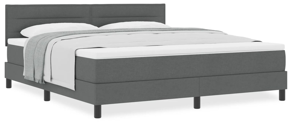 vidaXL κρεβάτι Box Spring με στρώμα Σκούρο Γκρι 180x200 εκ Υφασμάτινο