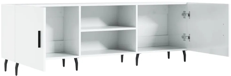 vidaXL Έπιπλο Τηλεόρασης Γυαλ. Λευκό150x30x50εκ.Επεξεργασμένο Ξύλο