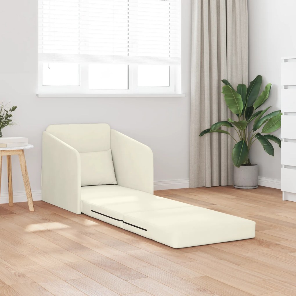 vidaXL Καναπές Κρεβάτι 2-σε-1 Κρεμ 65x80x83 εκ Βελούδο