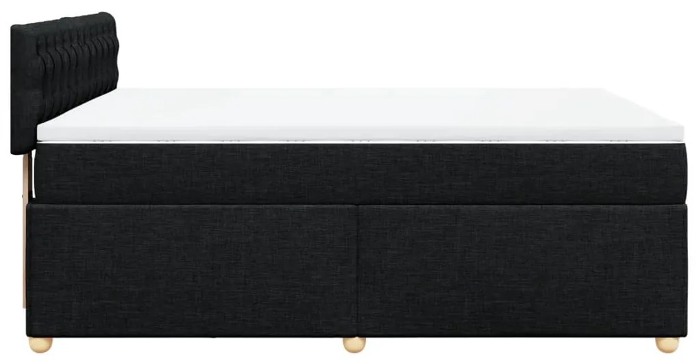 vidaXL Κρεβάτι Boxspring με Στρώμα Μαύρο 140x190 εκ. Υφασμάτινο