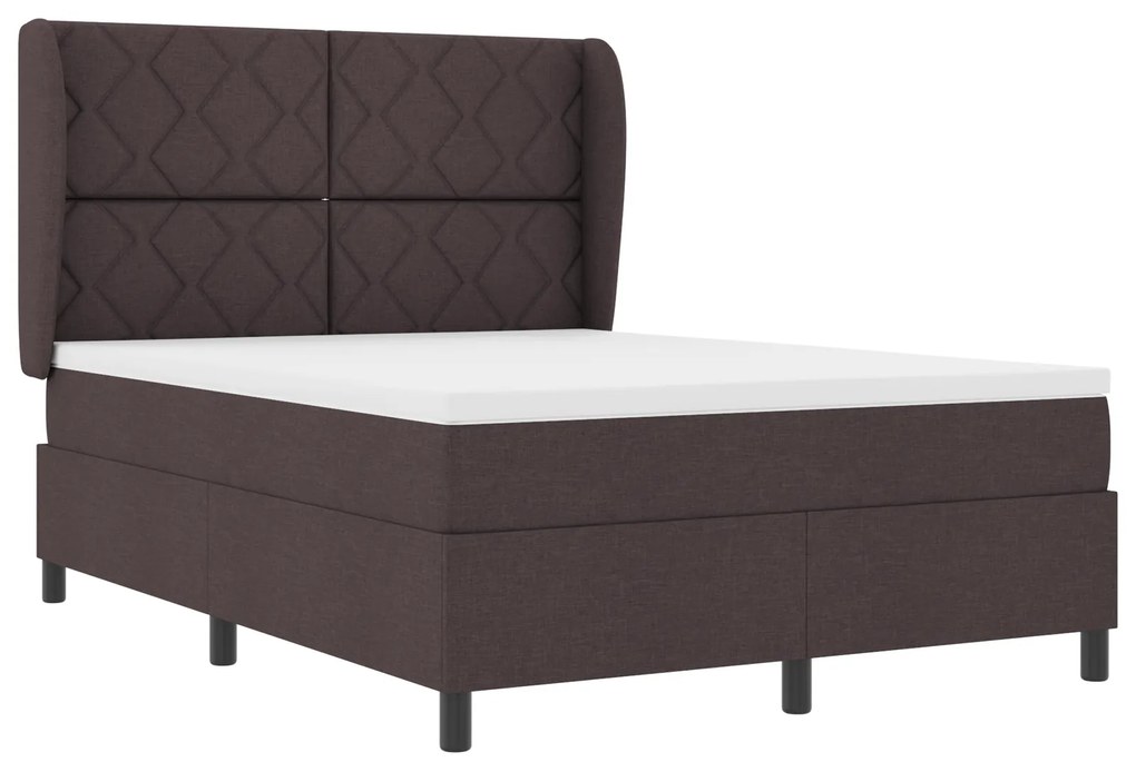 vidaXL Κρεβάτι Box Spring με Ματress σε Σκούρο Καφέ - 140x200 cm Υφάσμα