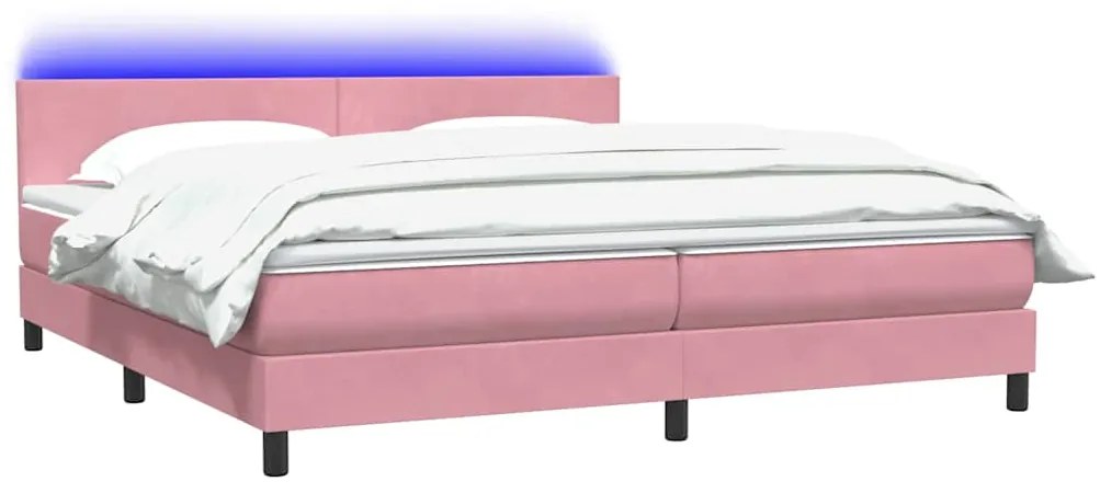 vidaXL Κρεβάτι Boxspring με Στρώμα Ροζ 200x210 εκ. Βελούδινο