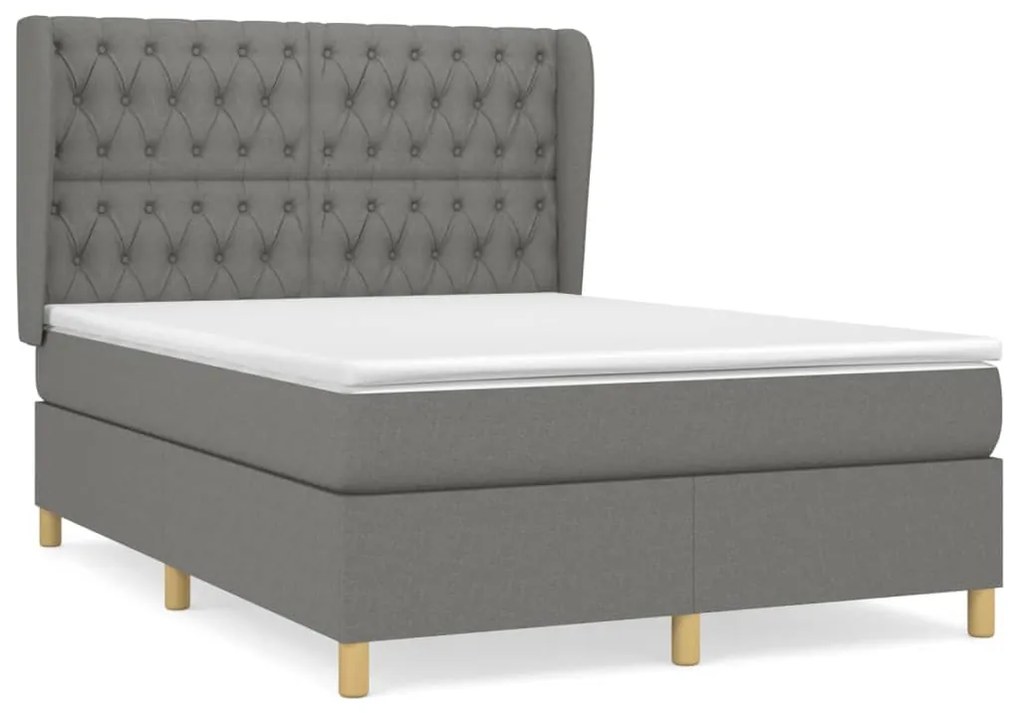 ΚΡΕΒΑΤΙ BOXSPRING ΜΕ ΣΤΡΩΜΑ ΣΚΟΥΡΟ ΓΚΡΙ 140X200 ΕΚ ΥΦΑΣΜΑΤΙΝΟ 3128766