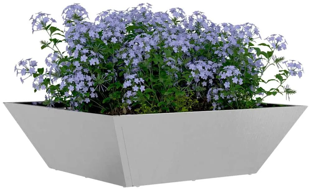vidaXL Γλάστρα Κήπου Ασημί 50 x 50 x 15 cm Ανοξείδωτο ατσάλι