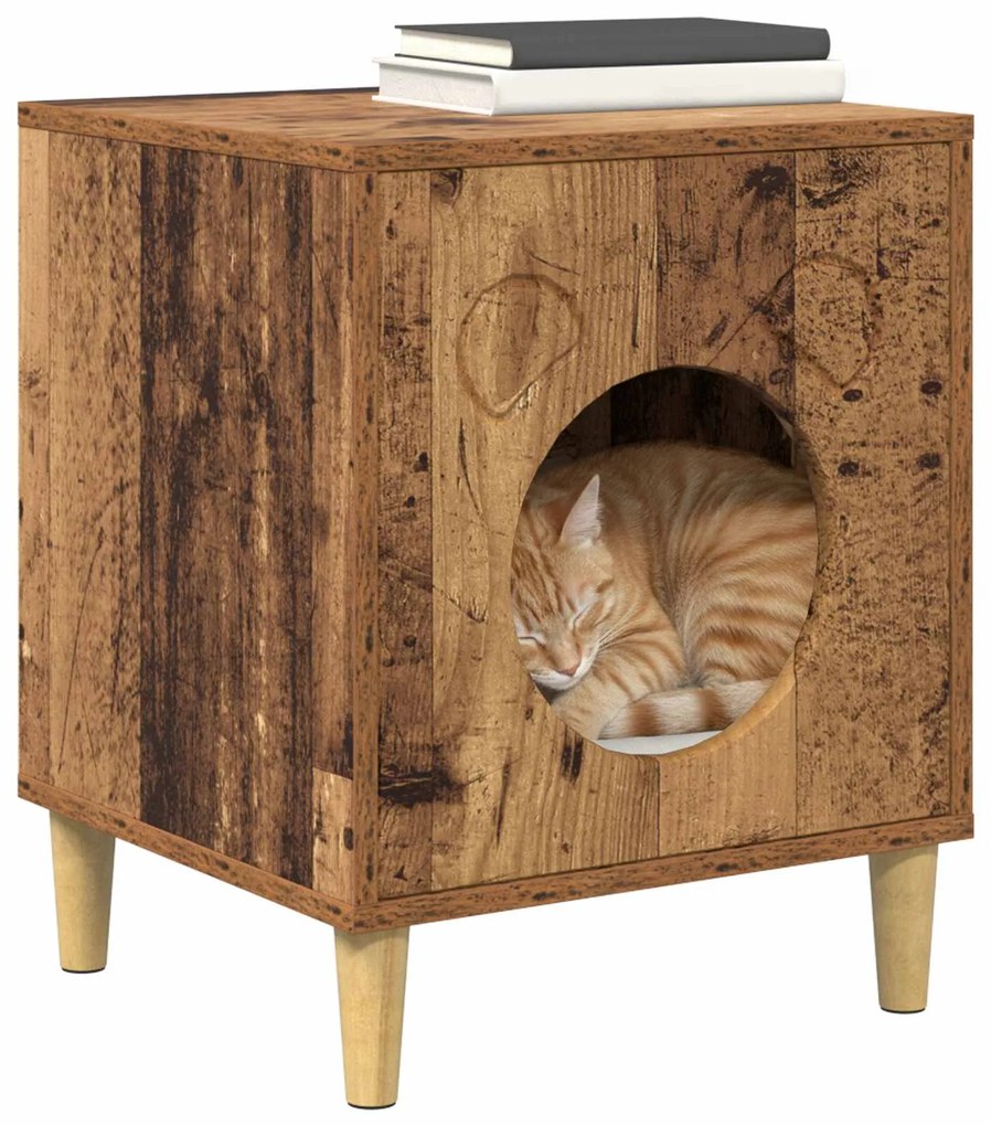 vidaXL Σπίτι Γάτας Παλιό ξύλο 42,5 x 40 x 53 εκ Επεξεργασμένο ξύλο