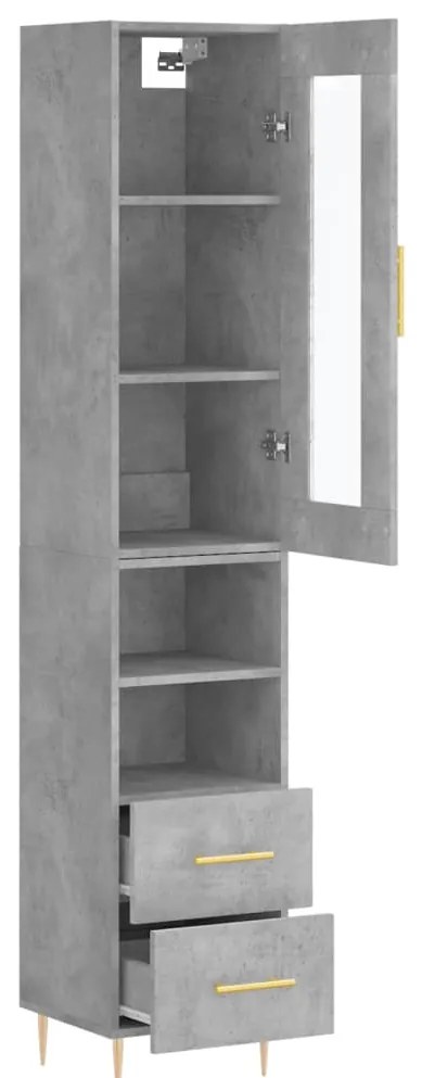 vidaXL Ντουλάπι Γκρι Σκυροδέματος 34,5x34x180 εκ. Επεξεργασμένο Ξύλο