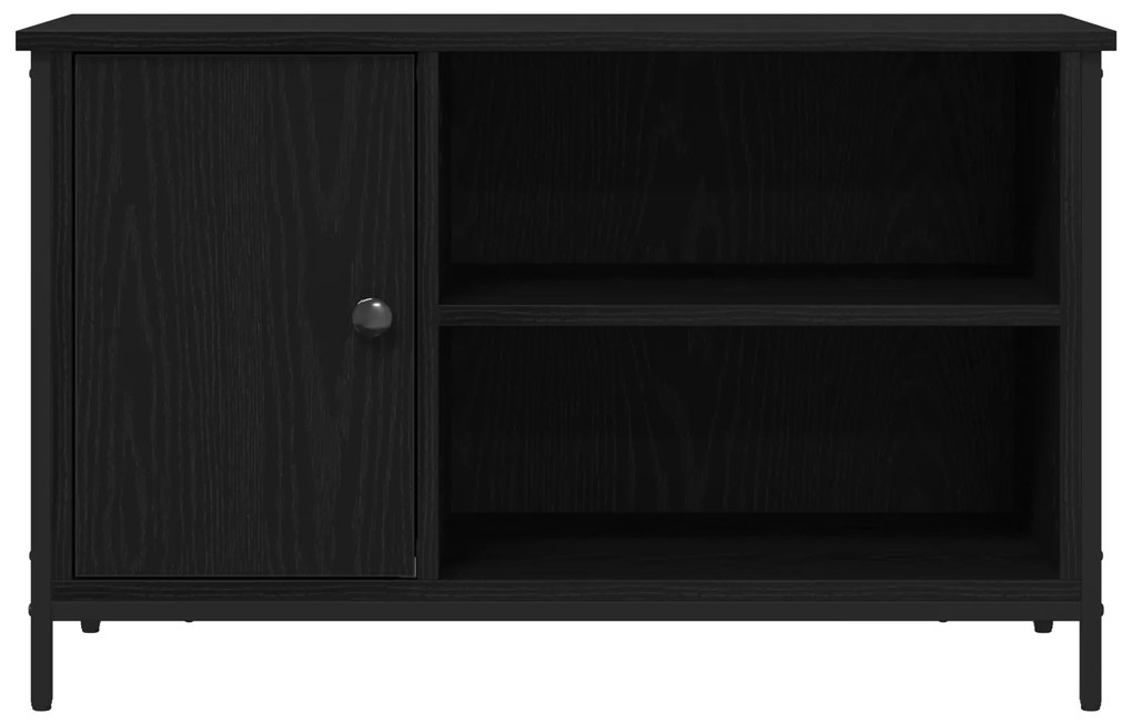 vidaXL Κάστρο Τηλεόρασης Μαύρο Δρυς 80x40x50 εκ Επεξεργασμένο Ξύλο και Χάλυβας